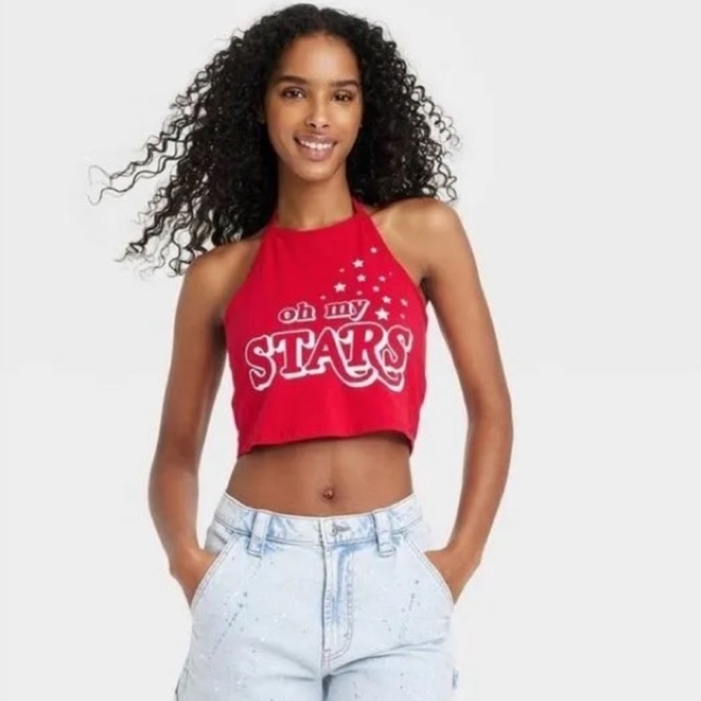 IML Isaac Morris Oh My Stars Cropped Halter Top